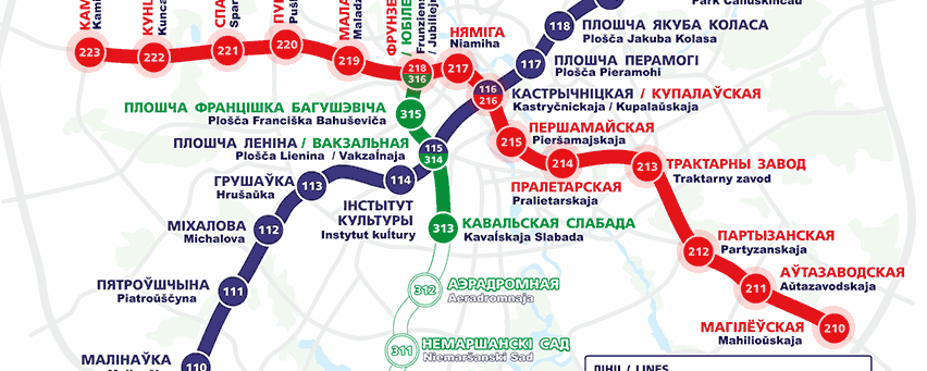 карта Автозаводская линия метро Минск