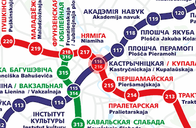 карта станции метро Купаловская