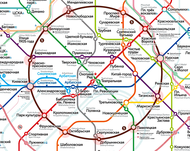 карта 5 Кольцевая линия метро Москва