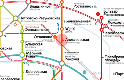 карта станции метро Алексеевская