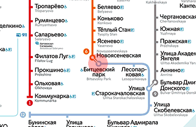 карта станции метро Битцевский парк