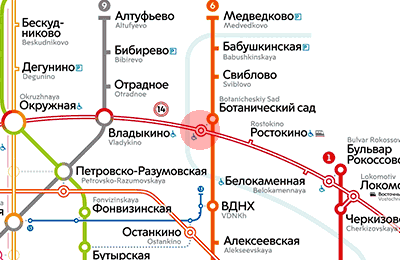 карта станции метро Ботанический сад