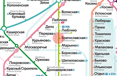 карта станции метро Братиславская