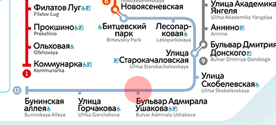 карта станции метро Бульвар адмирала Ушакова