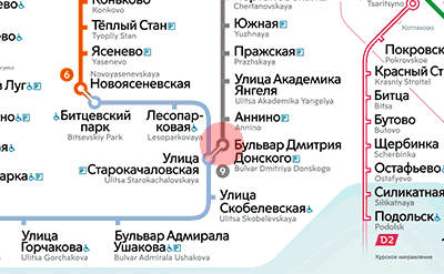 карта станции метро Бульвар Дмитрия Донского