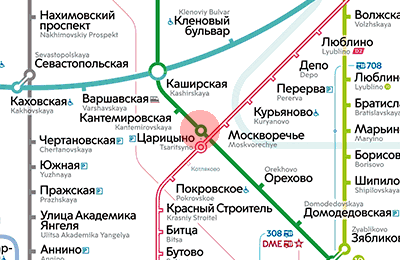 карта станции метро Царицыно