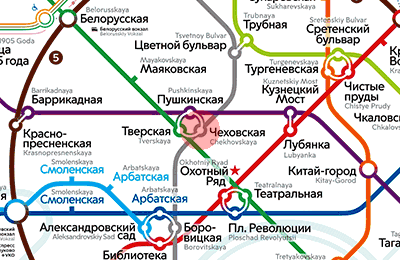 карта станции метро Чеховская