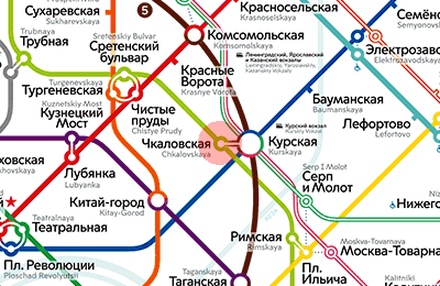 карта станции метро Чкаловская