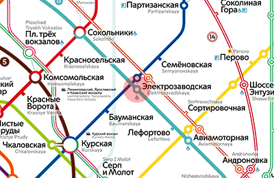 карта станции метро Электрозаводская