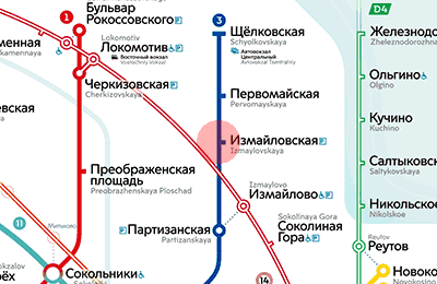карта станции метро Измайловская
