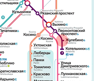 карта станции метро Жулебино