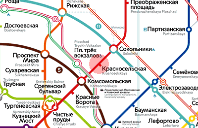 карта станции метро Красносельская