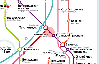 карта станции метро Кузьминки