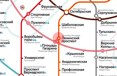 карта станции метро Ленинский проспект
