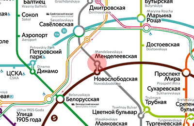 карта станции метро Менделеевская