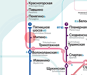 карта станции метро Митино