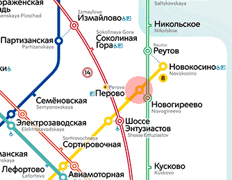 карта станции метро Новогиреево
