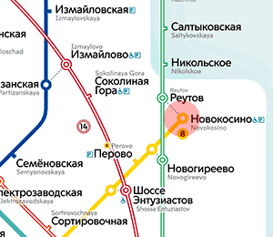 карта станции метро Новокосино