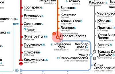 карта станции метро Новоясеневская
