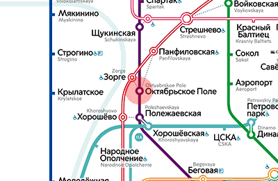карта станции метро Октябрьское поле