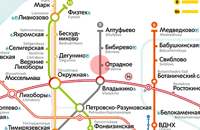 карта станции метро Отрадное