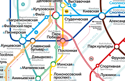 карта станции метро Парк Победы