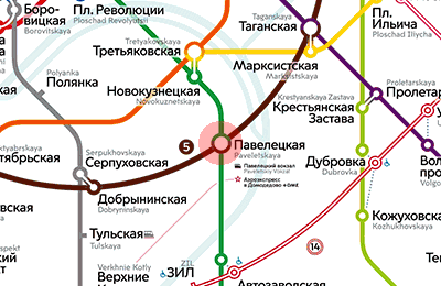 карта станции метро Павелецкая