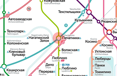 карта станции метро Печатники