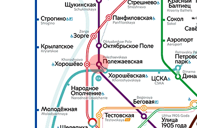карта станции метро Полежаевская