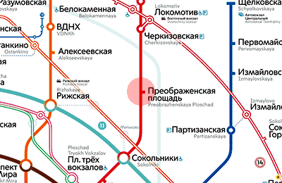карта станции метро Преображенская площадь