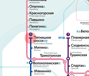 карта станции метро Пятницкое шоссе