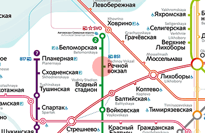 карта станции метро Речной вокзал