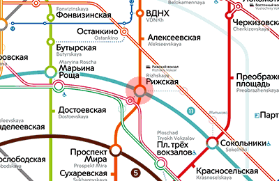 карта станции метро Рижская