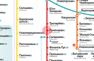 карта станции метро Румянцево