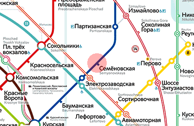 карта станции метро Семеновская