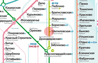 карта станции метро Шипиловская