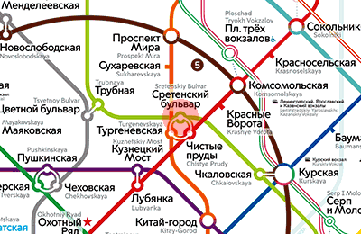 карта станции метро Сретенский бульвар