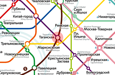 карта станции метро Таганская