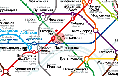 карта станции метро Театральная