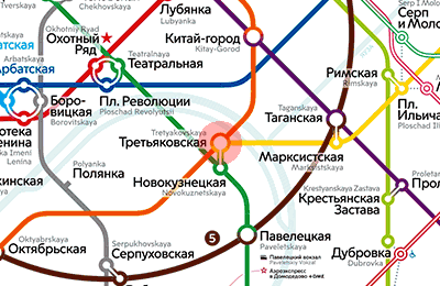 карта станции метро Третьяковская