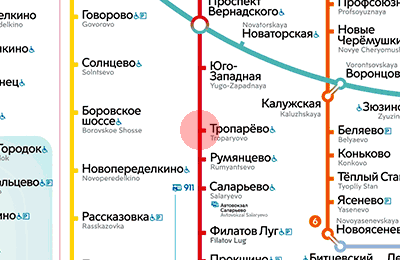 карта станции метро Тропарево