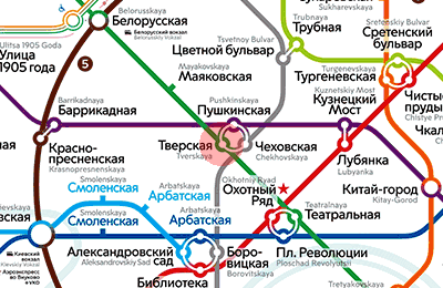 карта станции метро Тверская