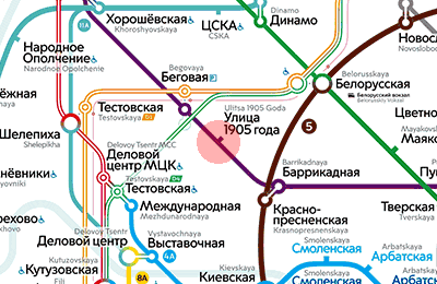карта станции метро Улица 1905 года