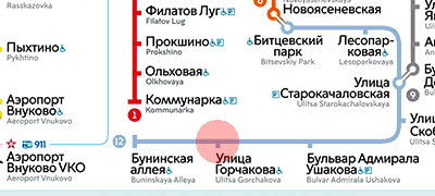 карта станции метро Улица Горчакова