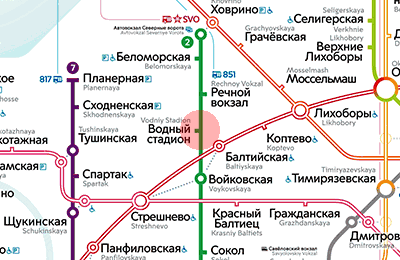 карта станции метро Водный стадион