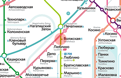 карта станции метро Волжская