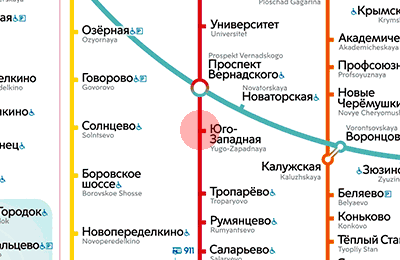 карта станции метро Юго-Западная