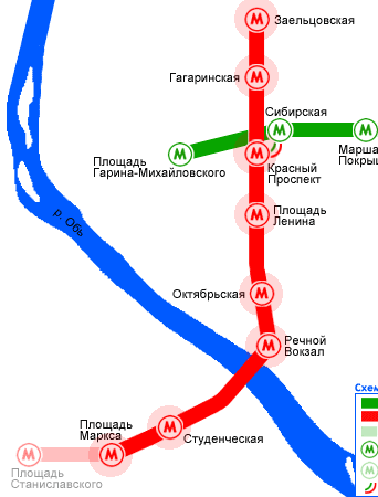 карта Ленинская линия метро Новосибирск