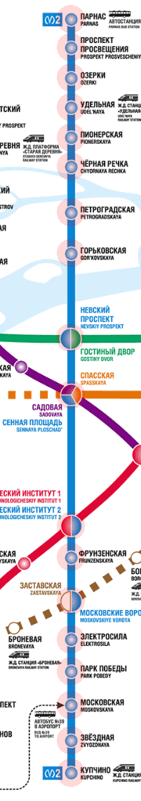 карта Линия 2 метро Санкт-Петербург