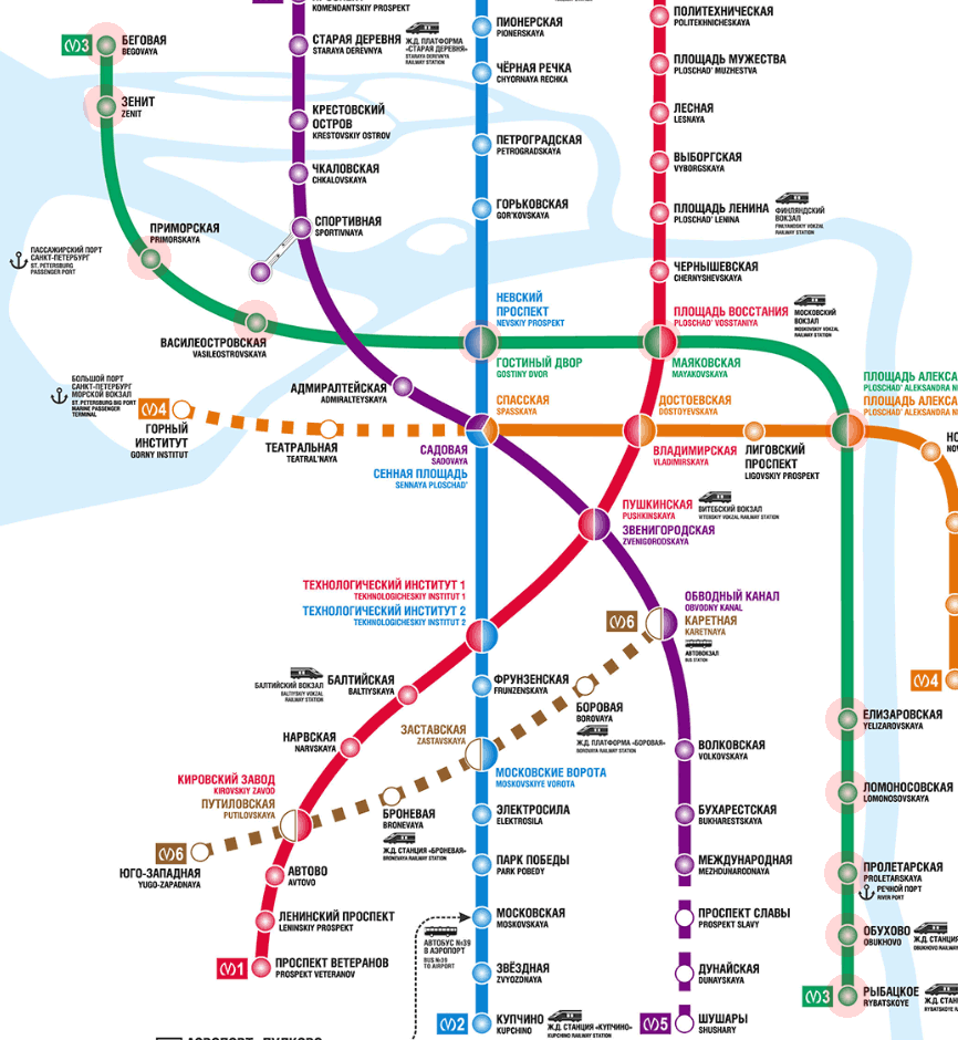 карта Линия 3 метро Санкт-Петербург